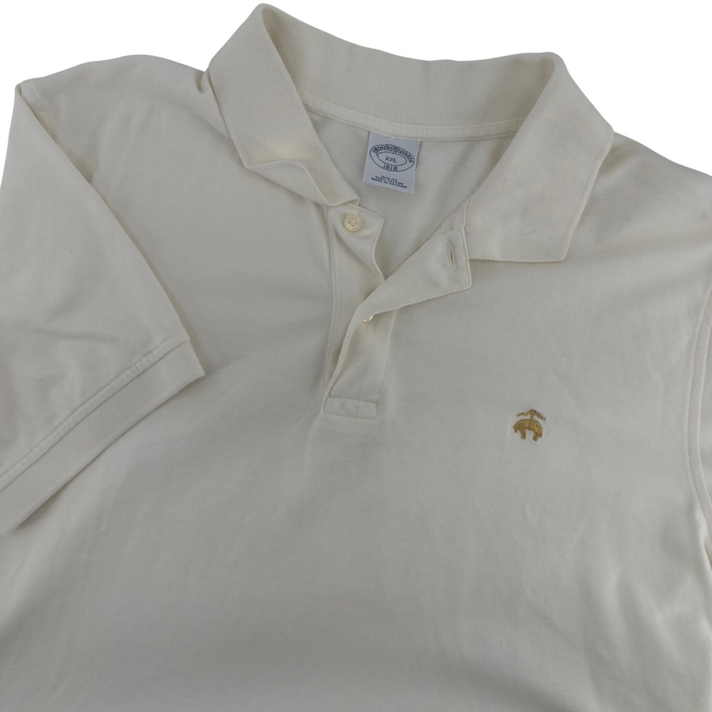 Brooks Brothers 1818 Mens XXL Slim Fit Polo Shirt Cream Off White